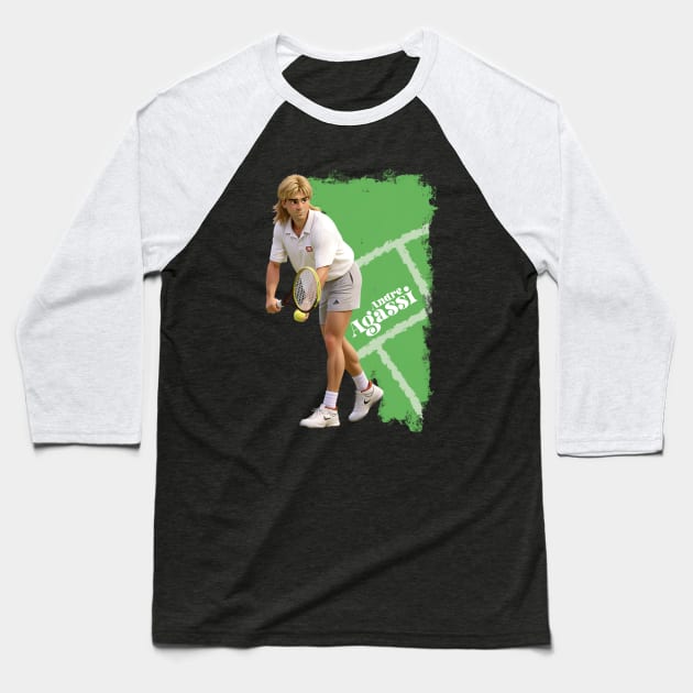 Andre Agassi cartoon Baseball T-Shirt by BAJAJU